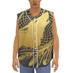 Golden Bohemian Howling Wolf Print Sleeveless Baseball Jersey