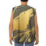 Golden Bohemian Howling Wolf Print Sleeveless Baseball Jersey