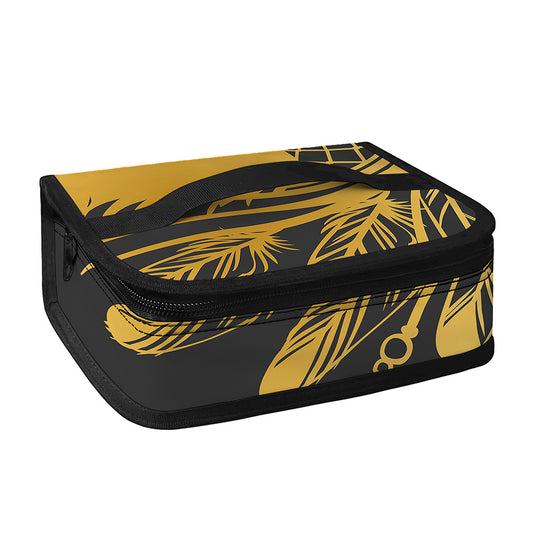 Golden Bohemian Howling Wolf Print Small Lunch Bag
