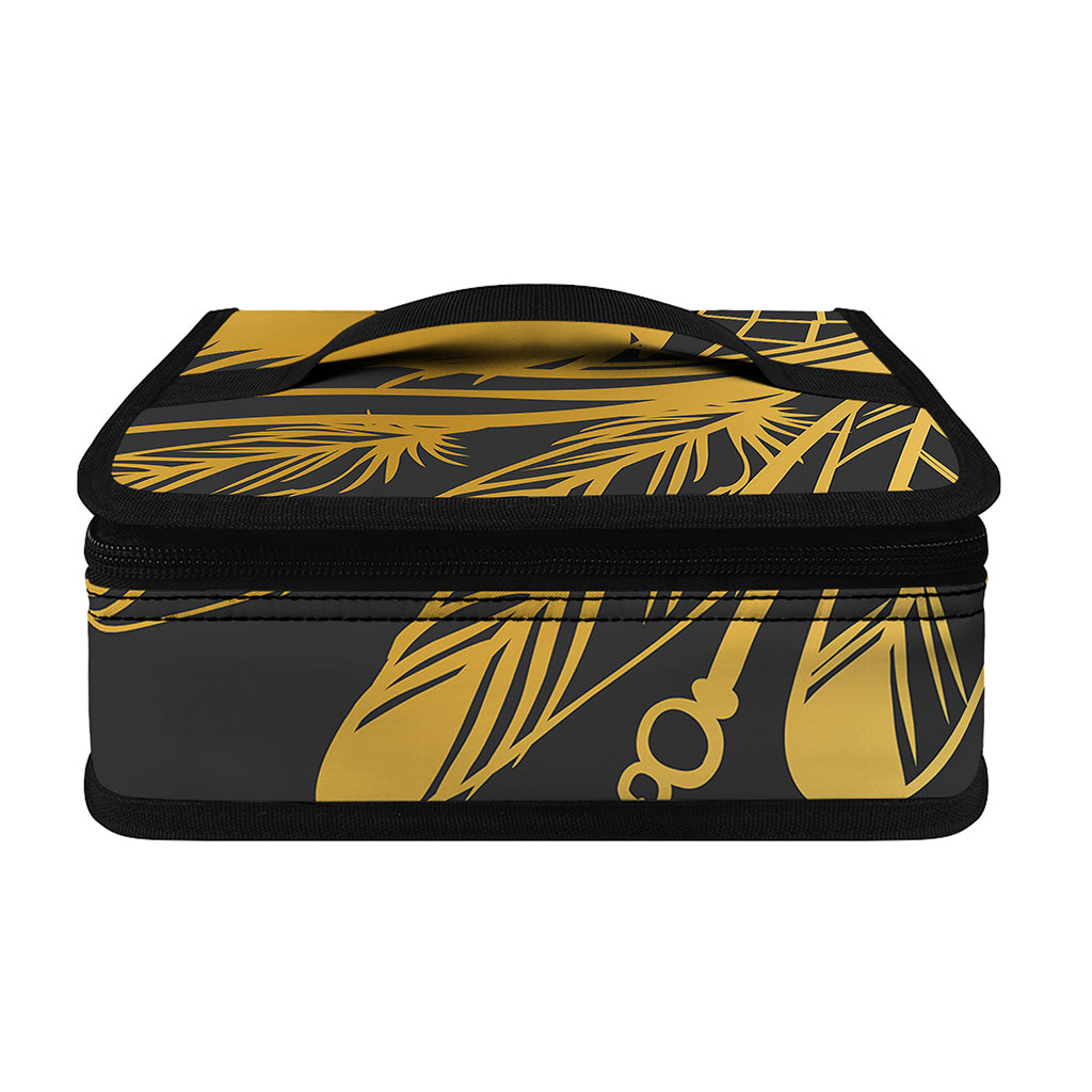 Golden Bohemian Howling Wolf Print Small Lunch Bag