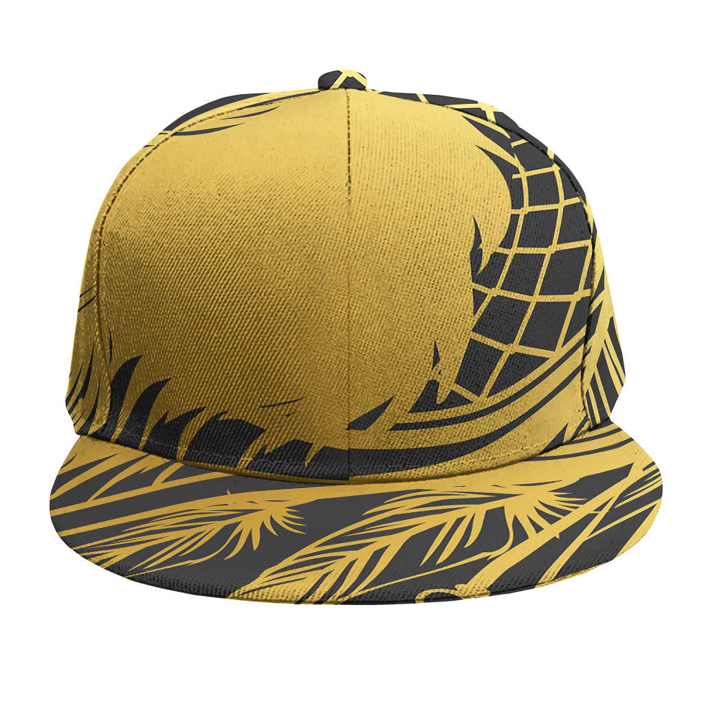 Golden Bohemian Howling Wolf Print Snapback Cap