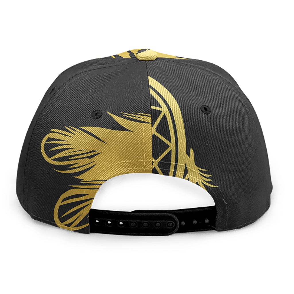 Golden Bohemian Howling Wolf Print Snapback Cap