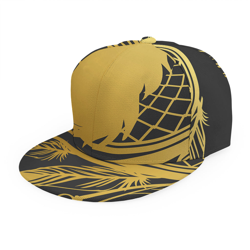 Golden Bohemian Howling Wolf Print Snapback Cap