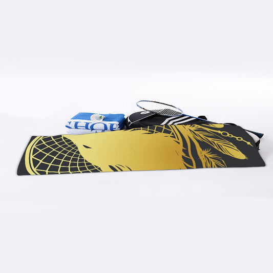 Golden Bohemian Howling Wolf Print Sports Towel