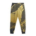 Golden Bohemian Howling Wolf Print Sweatpants