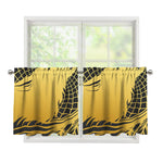 Golden Bohemian Howling Wolf Print Tier Curtains