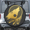 Golden Bohemian Howling Wolf Print Tire Cover With Camera Hole