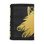 Golden Bohemian Howling Wolf Print Trifold Wallet