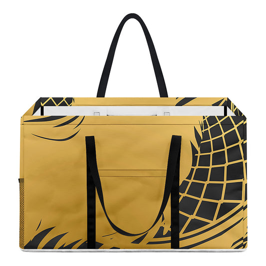 Golden Bohemian Howling Wolf Print Utility Tote Bag