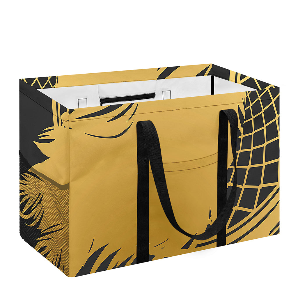 Golden Bohemian Howling Wolf Print Utility Tote Bag