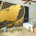 Golden Bohemian Howling Wolf Print Wall Sticker