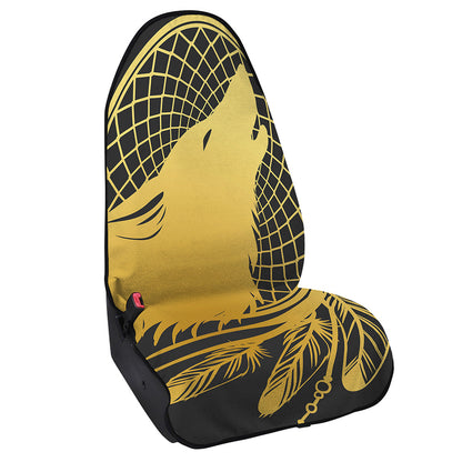 Golden Bohemian Howling Wolf Print Waterproof Car Seat Cover