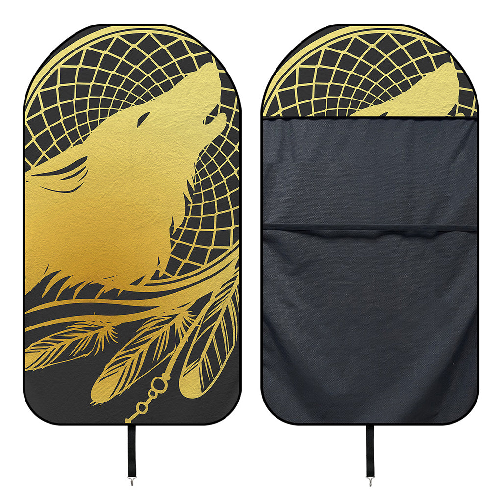 Golden Bohemian Howling Wolf Print Waterproof Car Seat Cover