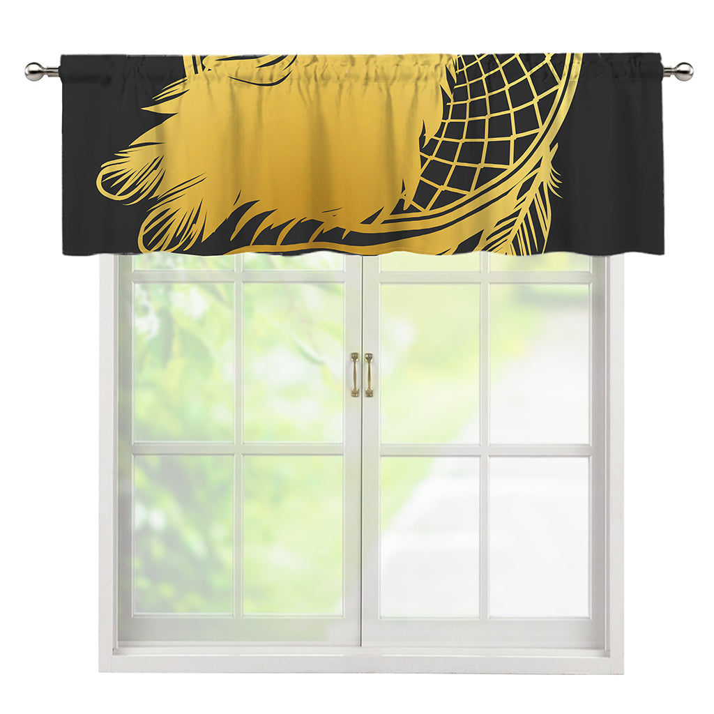Golden Bohemian Howling Wolf Print Window Valance