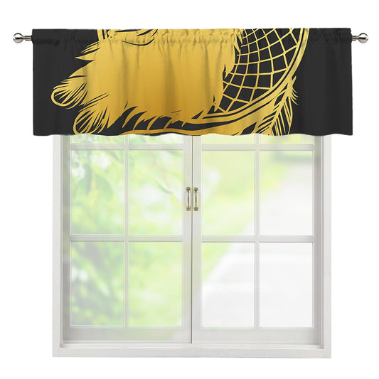 Golden Bohemian Howling Wolf Print Window Valance
