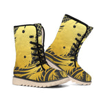 Golden Bohemian Howling Wolf Print Winter Boots
