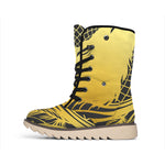 Golden Bohemian Howling Wolf Print Winter Boots