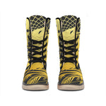 Golden Bohemian Howling Wolf Print Winter Boots