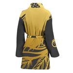 Golden Bohemian Howling Wolf Print Women's Bathrobe