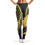 Golden Bohemian Howling Wolf Print Women's Leggings