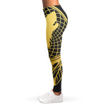 Golden Bohemian Howling Wolf Print Women's Leggings