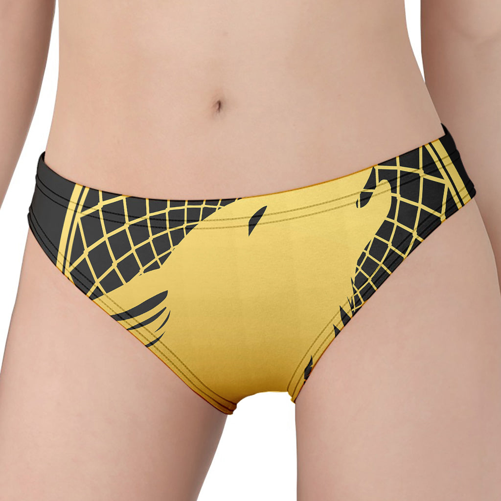 Golden Bohemian Howling Wolf Print Women's Panties