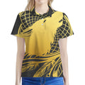 Golden Bohemian Howling Wolf Print Women's Polo Shirt