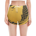 Golden Bohemian Howling Wolf Print Women's Split Running Shorts