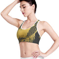 Golden Bohemian Howling Wolf Print Women's Sports Bra