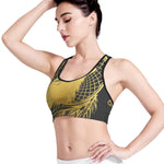 Golden Bohemian Howling Wolf Print Women's Sports Bra