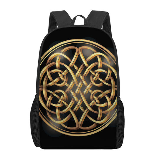 Golden Celtic Knot Print 17 Inch Backpack