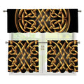 Golden Celtic Knot Print 3 Piece Kitchen Curtains