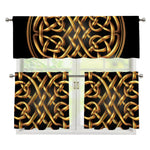 Golden Celtic Knot Print 3 Piece Kitchen Curtains