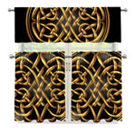 Golden Celtic Knot Print 3 Piece Kitchen Curtains