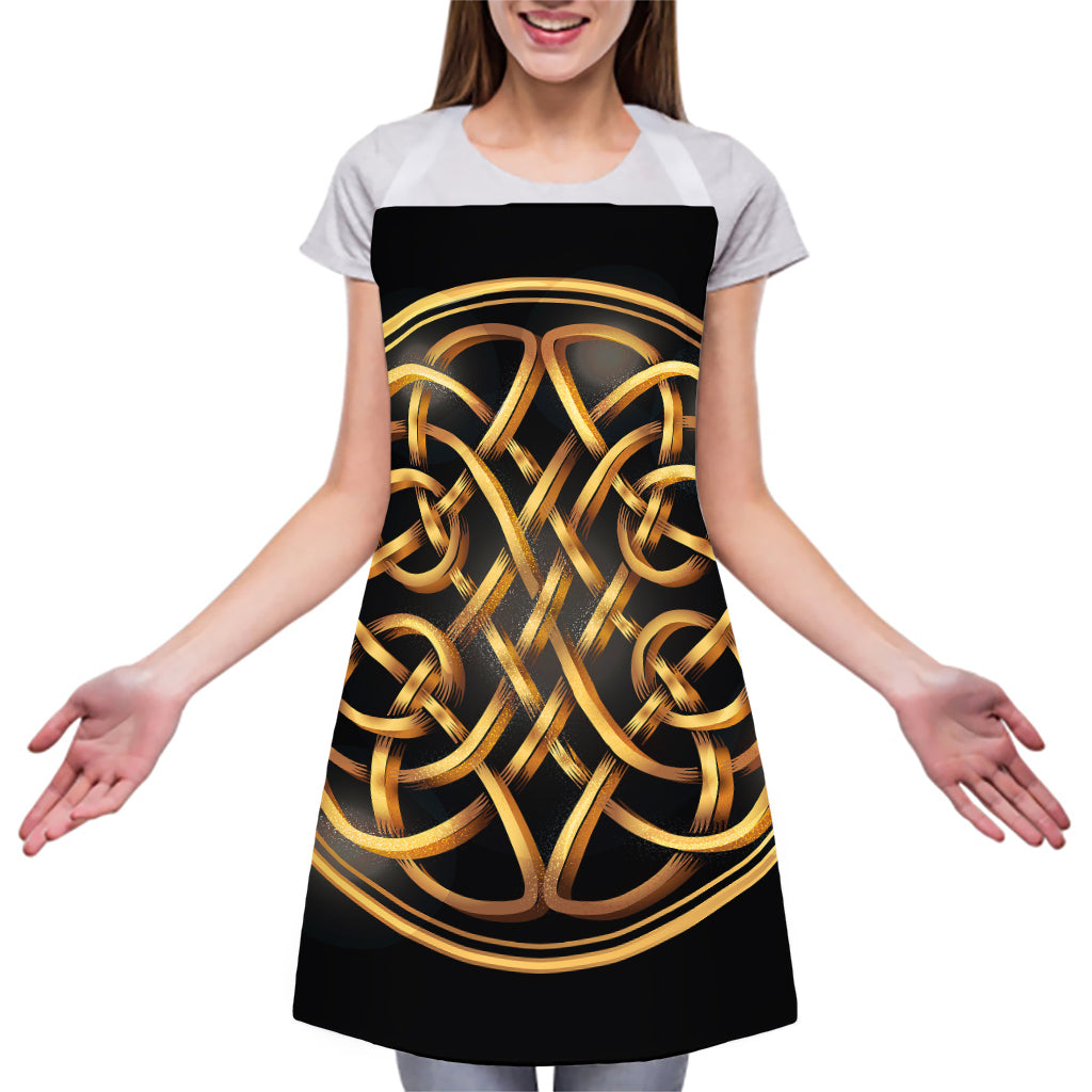 Golden Celtic Knot Print Adjustable Apron