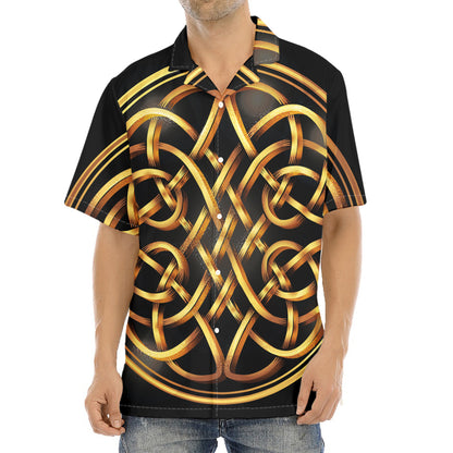 Golden Celtic Knot Print Aloha Shirt