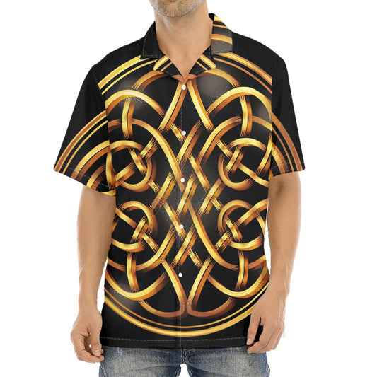 Golden Celtic Knot Print Aloha Shirt