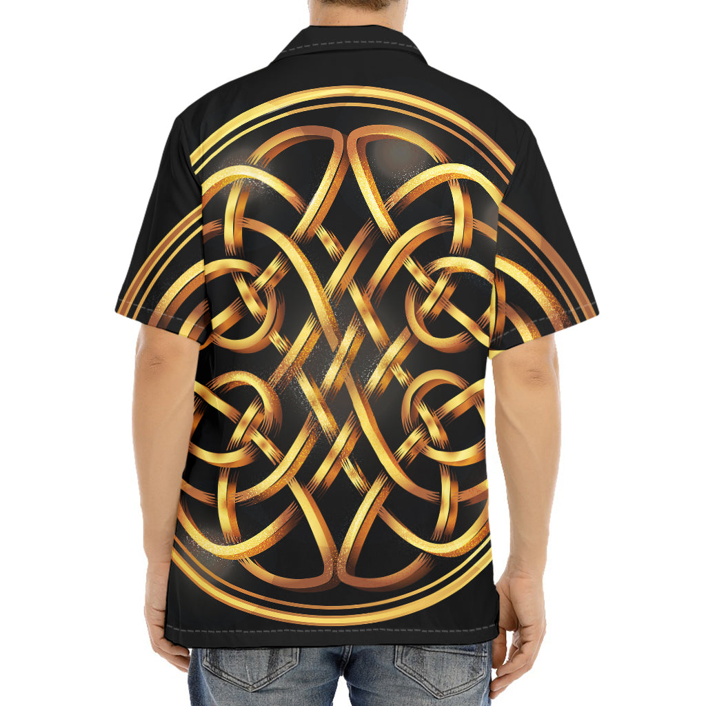 Golden Celtic Knot Print Aloha Shirt