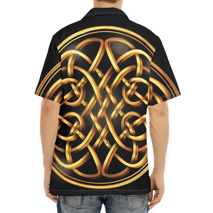 Golden Celtic Knot Print Aloha Shirt