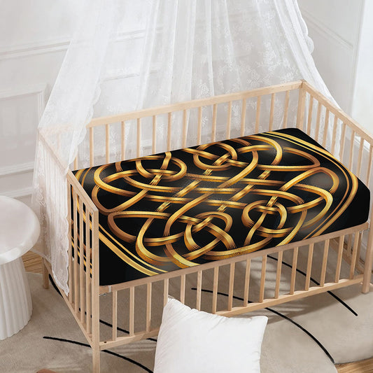 Golden Celtic Knot Print Baby Crib Sheet