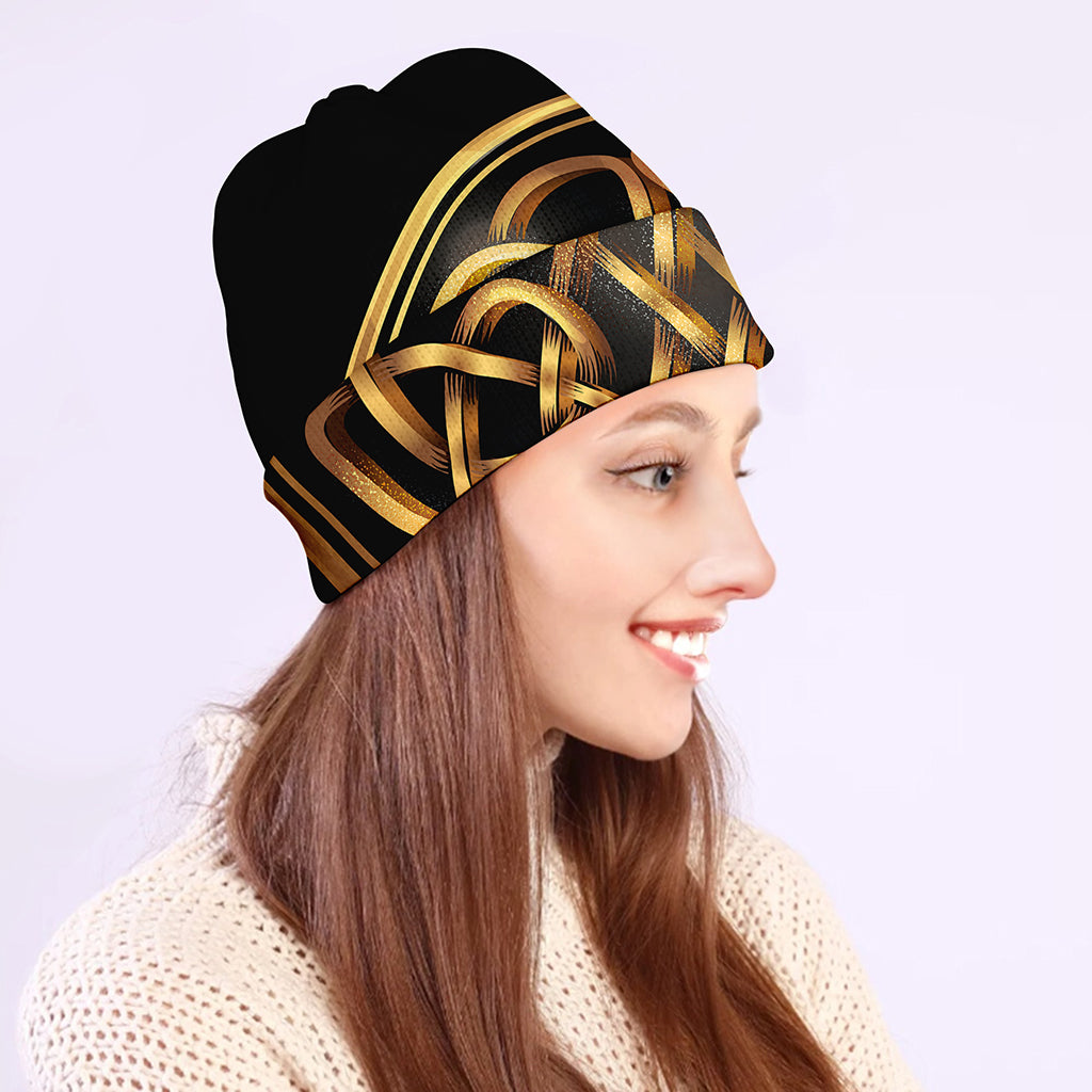 Golden Celtic Knot Print Beanie