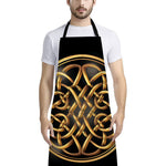 Golden Celtic Knot Print Bib Apron With Pocket
