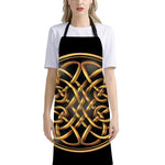 Golden Celtic Knot Print Bib Apron With Pocket