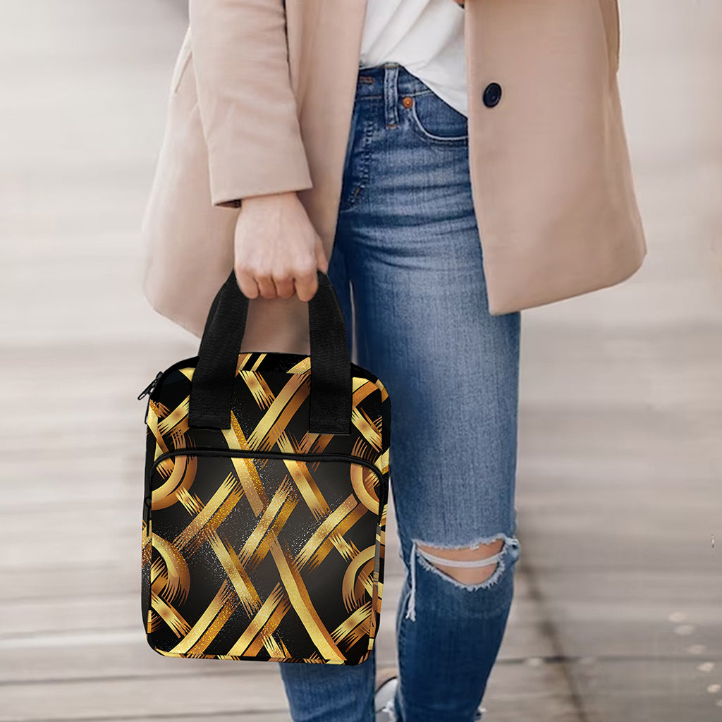 Golden Celtic Knot Print Bible Tote Bag