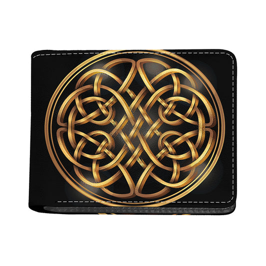Golden Celtic Knot Print Bifold Wallet