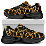 Golden Celtic Knot Print Black Chunky Shoes