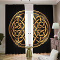 Golden Celtic Knot Print Dimout Pencil Pleat Curtains
