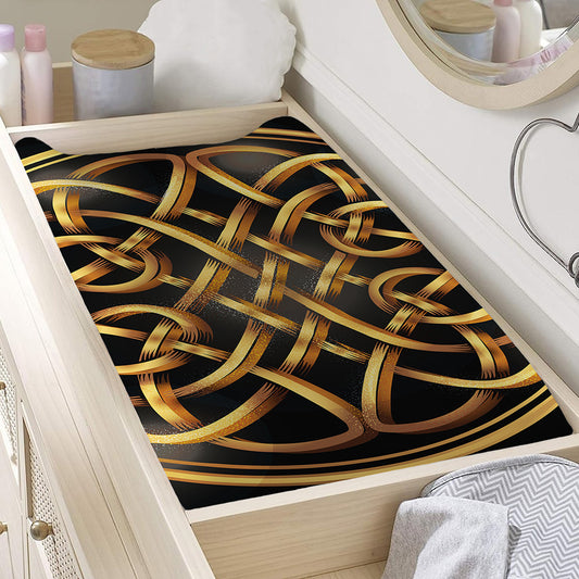 Golden Celtic Knot Print Changing Pad Cover