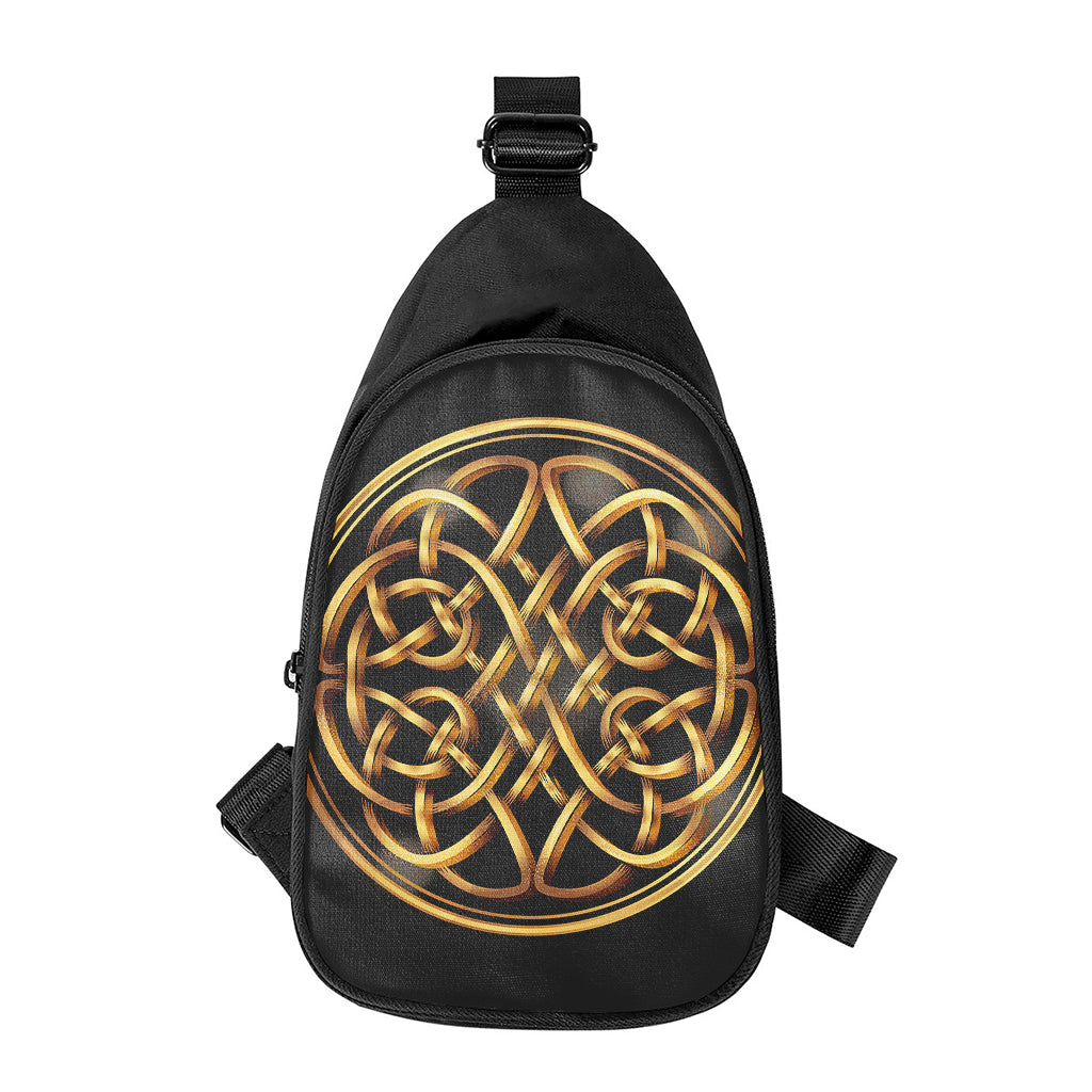 Golden Celtic Knot Print Chest Bag