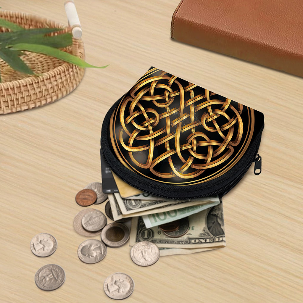 Golden Celtic Knot Print Coin Purse